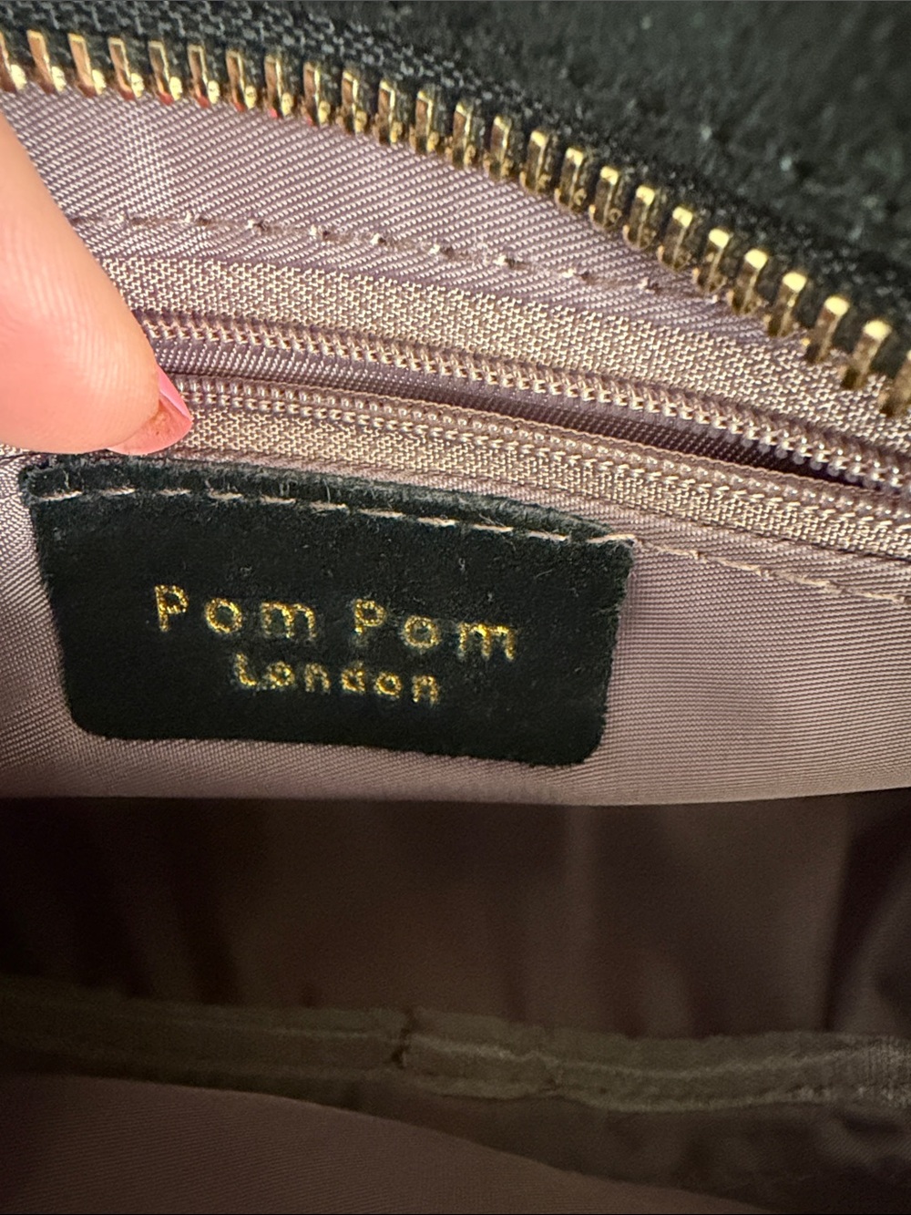 Pom Pom London Black Suede Crossbody with Gold Chain and Pom Charm - Picture 7 of 12